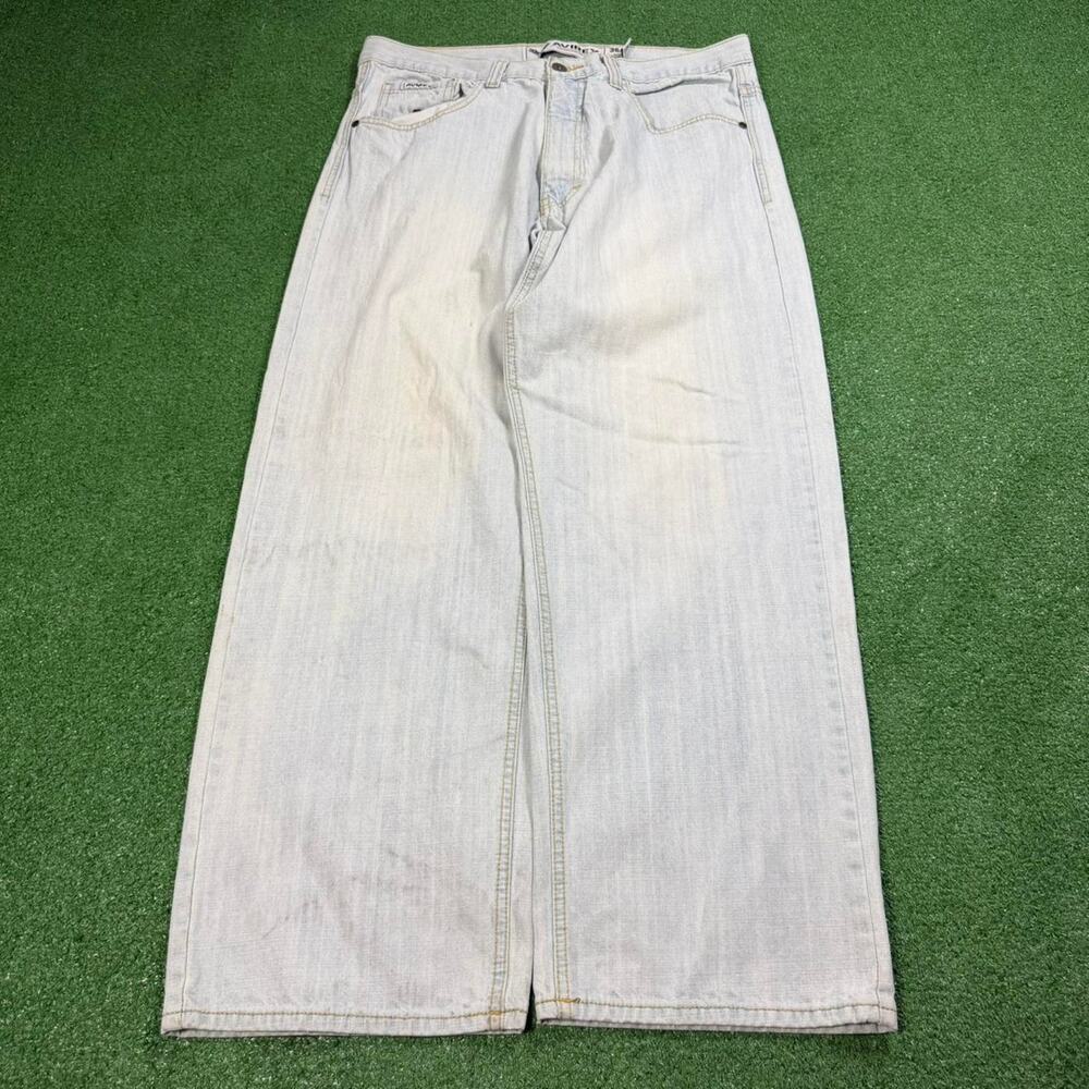 Avirex Light Wash Baggy Denim Jeans Men's 36 Y2K Streetwear Embroidered